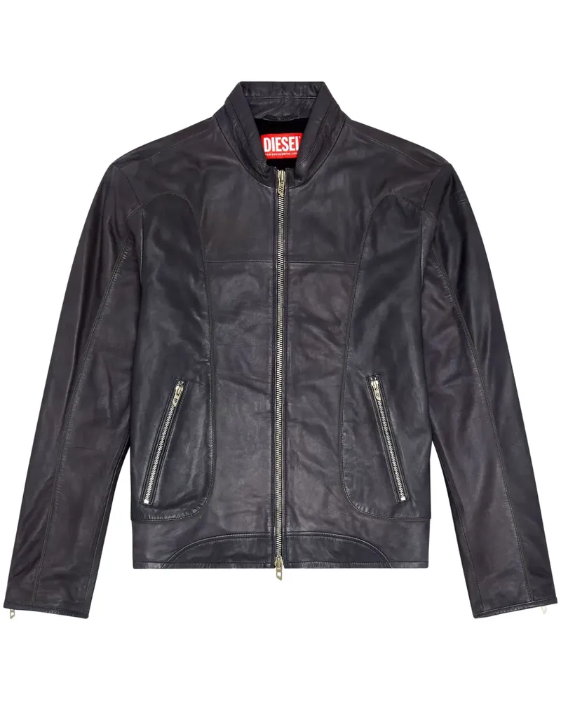 Diesel L-Krix Bikerjacke aus Leder - Schwarz Schwarz