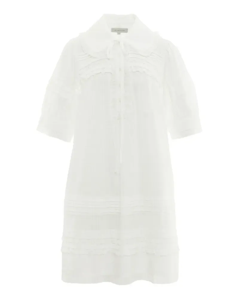 Lee Mathews Victoria ruffled pintuck-detail mini dress - Weiß Weiß