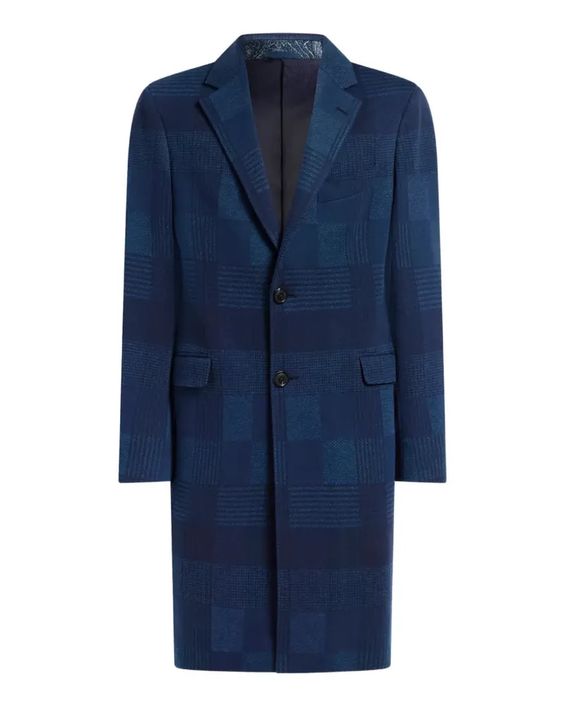 Etro Karierter Mantel aus Baumwoll- und Wolljacquard - Blau Blau