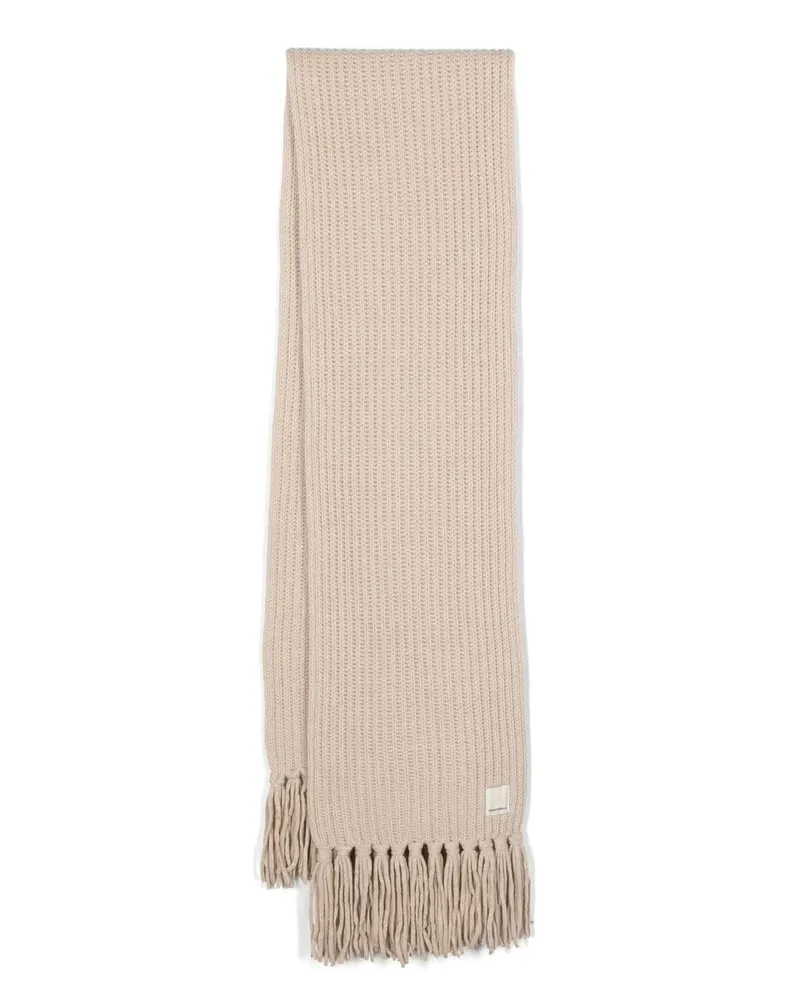Emporio Armani Gehäkelter Schal mit Logo-Patch - Nude Nude
