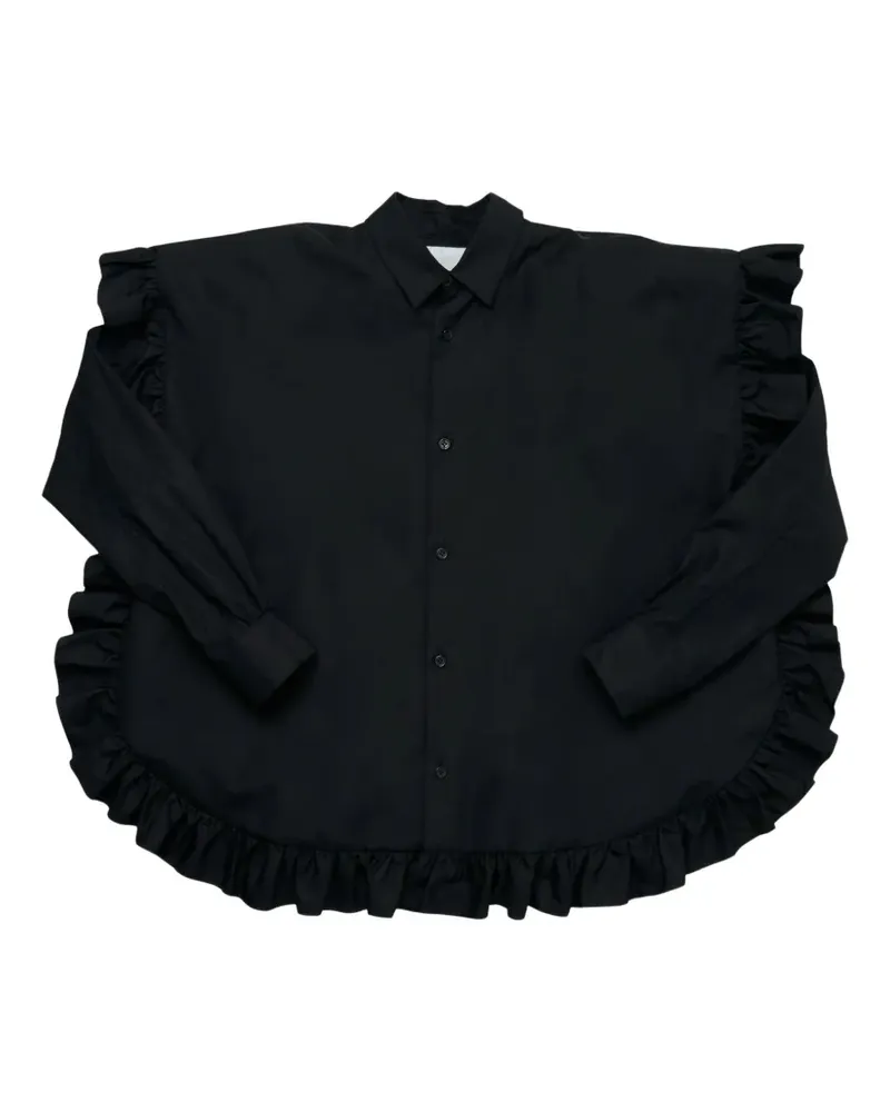 Noir Kei Ninomiya ruffled cotton shirt - Schwarz Schwarz
