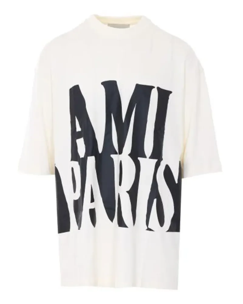 AMI Paris T-Shirt mit Logo-Detail - Nude Nude