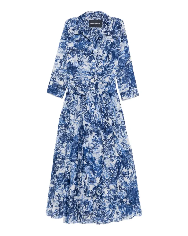 Samantha Sung buttoned floral midi dress - Blau Blau