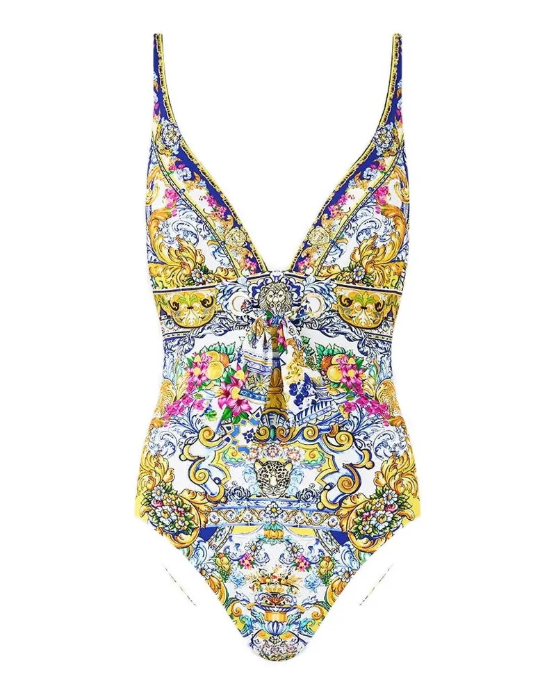 Camilla eyelet tie-front swimsuit - Weiß Weiß