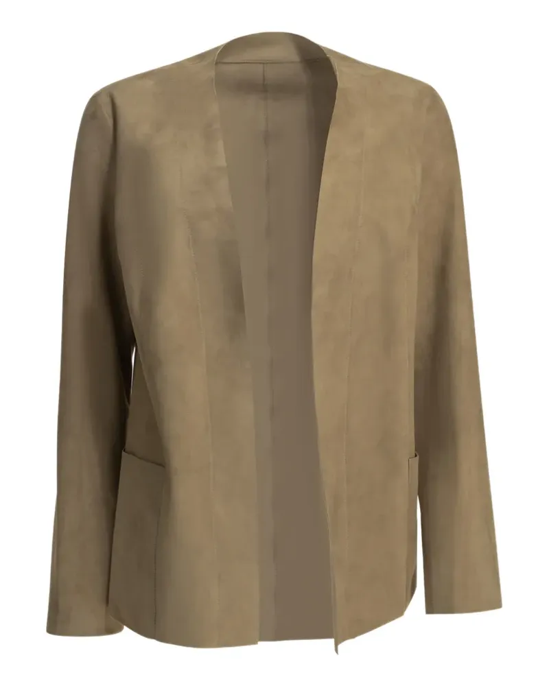Salvatore Santoro suede collarless jacket - Nude Nude