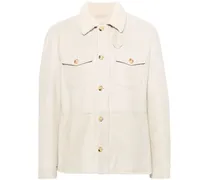 Wildlederjacke mit Shearling-Kragen - Nude