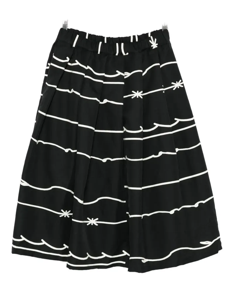 Comme des Garçons pleated graphic-print midi skirt - Schwarz Schwarz