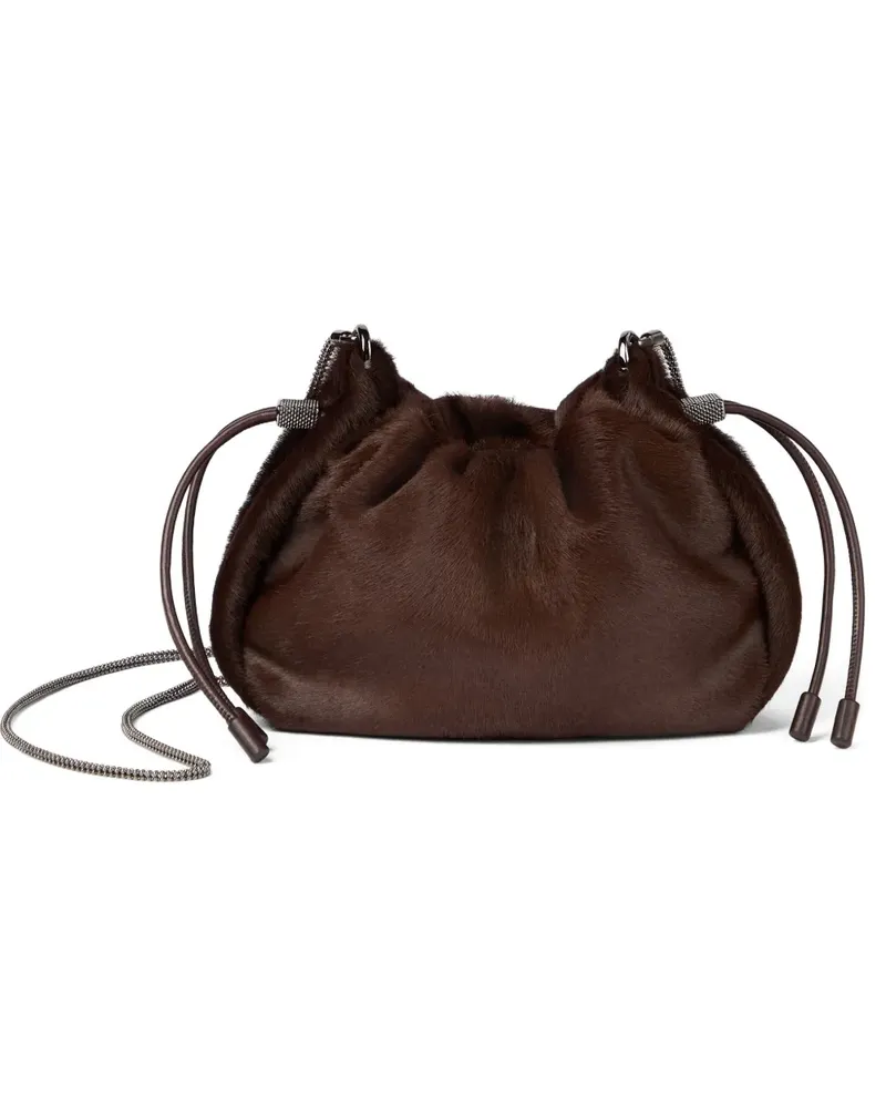 Brunello Cucinelli Mini Mellow Beuteltasche - Braun Braun