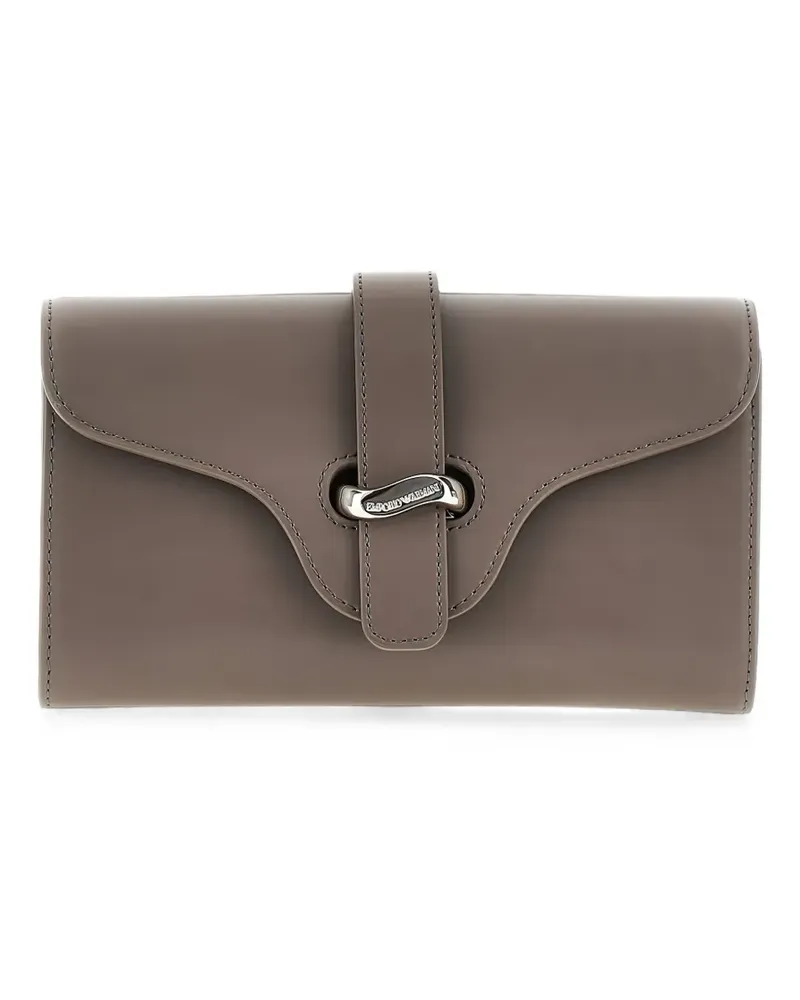 Emporio Armani logo-detailed leather clutch bag - Nude Nude