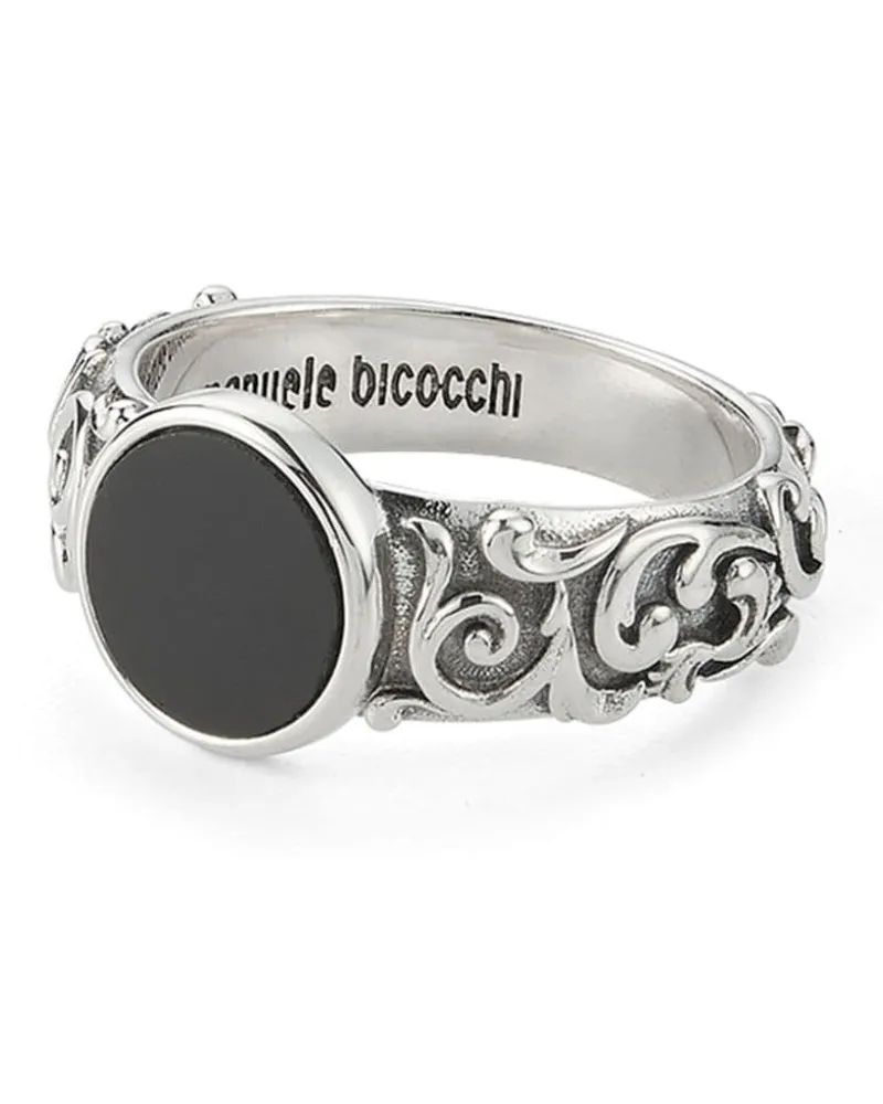 Emanuele Bicocchi Siegelring mit Arabesque-Gravur - Schwarz Schwarz