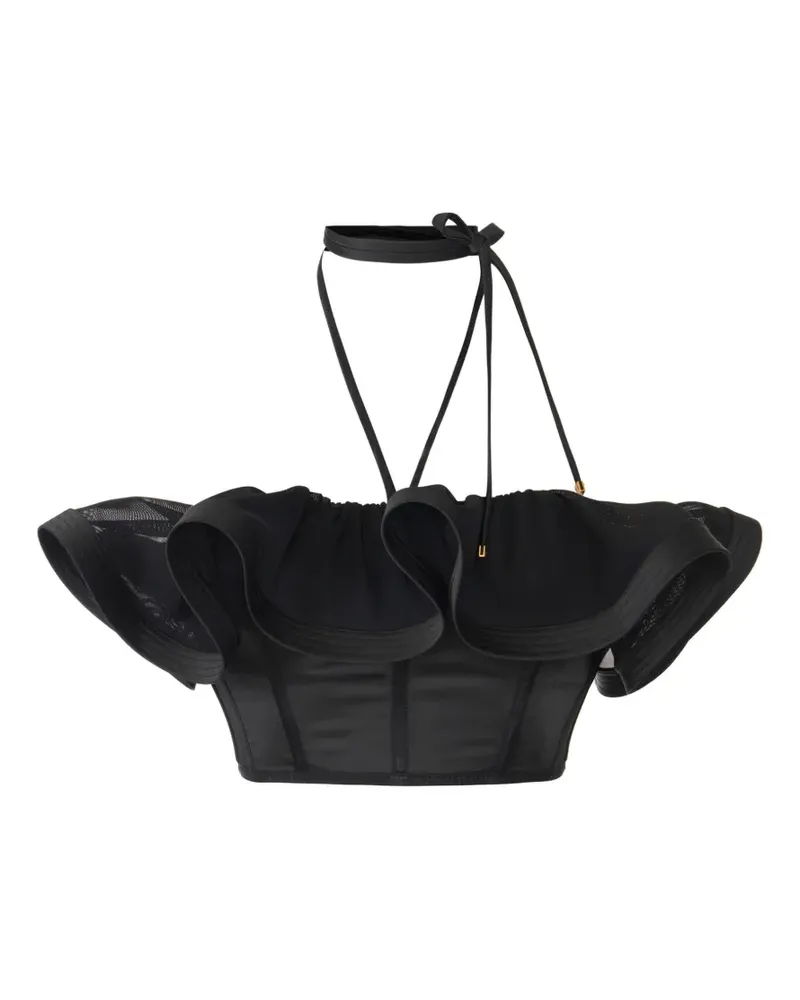 Elisabetta Franchi Neckholder-Top mit Rüschen - Schwarz Schwarz