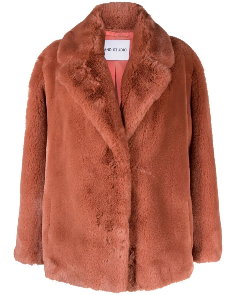 STAND Mantel aus Faux Fur Orange