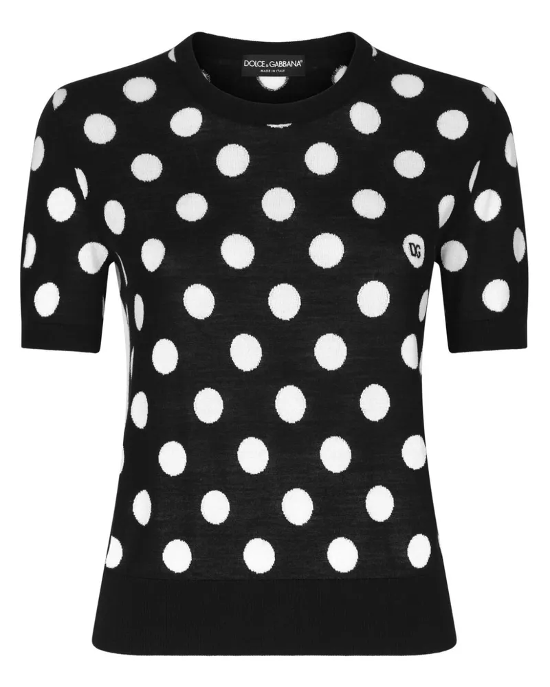 Dolce & Gabbana Gepunktetes Intarsien-Top - Schwarz Schwarz