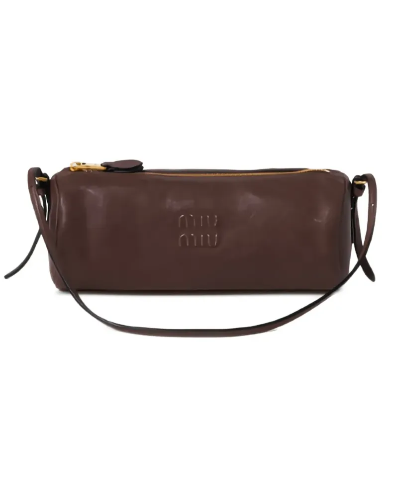 Miu Miu logo-embossed leather pouch - Braun Braun