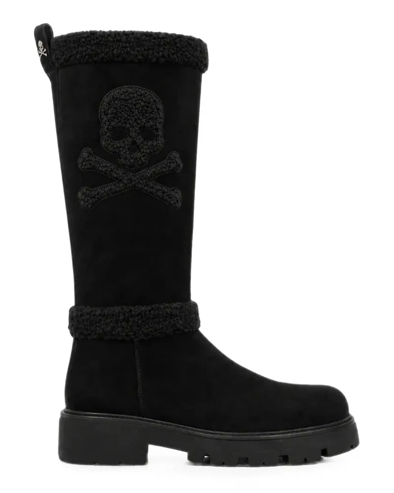 Philipp Plein Skull and Bones Wildlederstiefel - Schwarz Schwarz