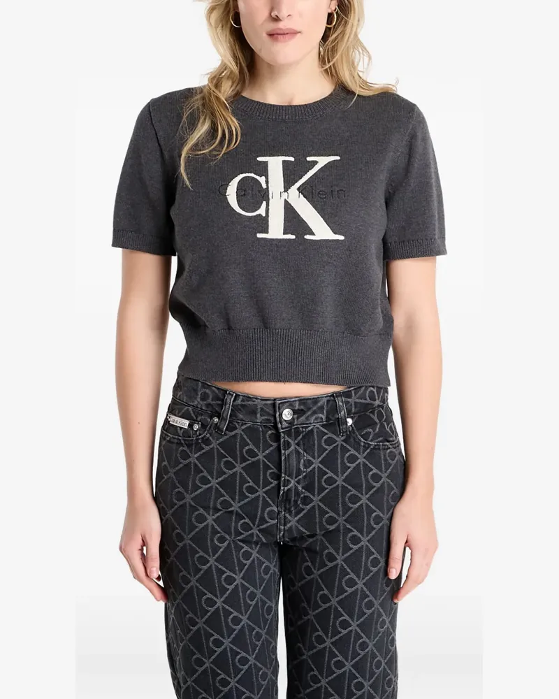 Calvin Klein graphic short-sleeve sweater - Grau Grau