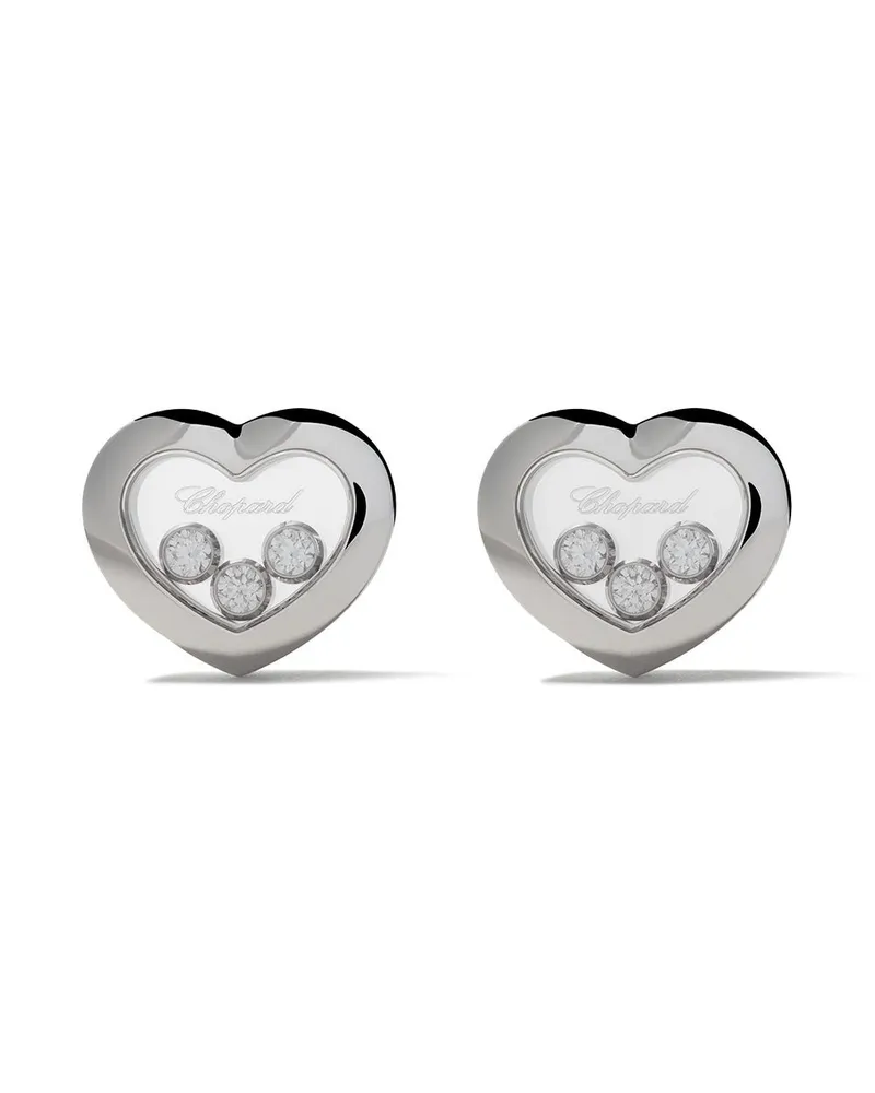 Chopard 18kt 'Happy Diamonds Icons' Weißgoldohrstecker mit Diamant - Silber Silber