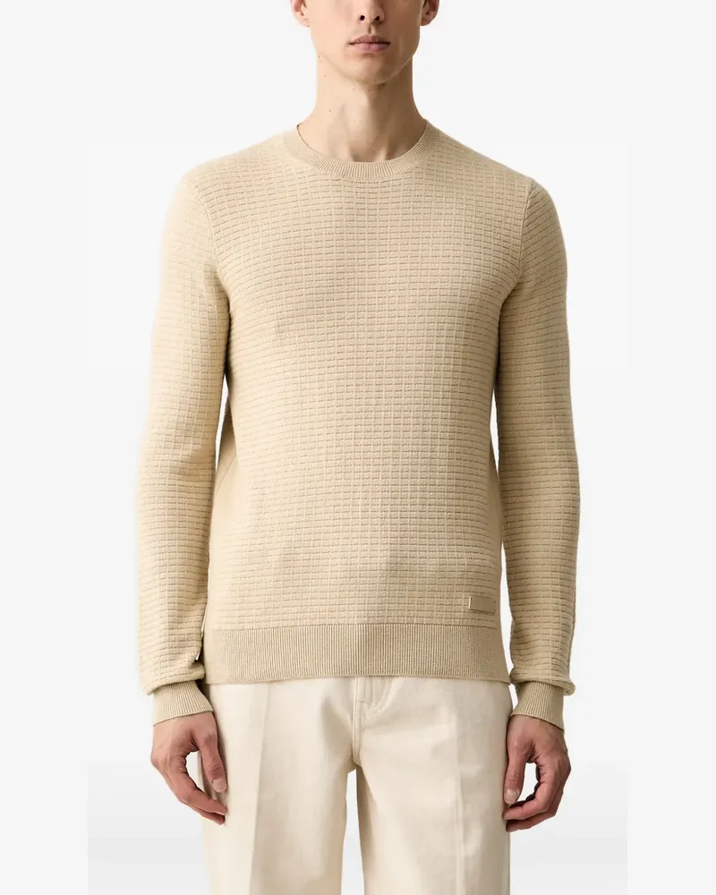 Trussardi textured-knit crew-neck sweater - Nude Nude
