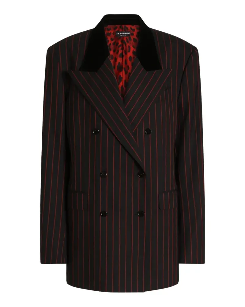 Dolce & Gabbana Doppelreihige Jacke aus Wolle mit Nadelstreifen - Schwarz Schwarz
