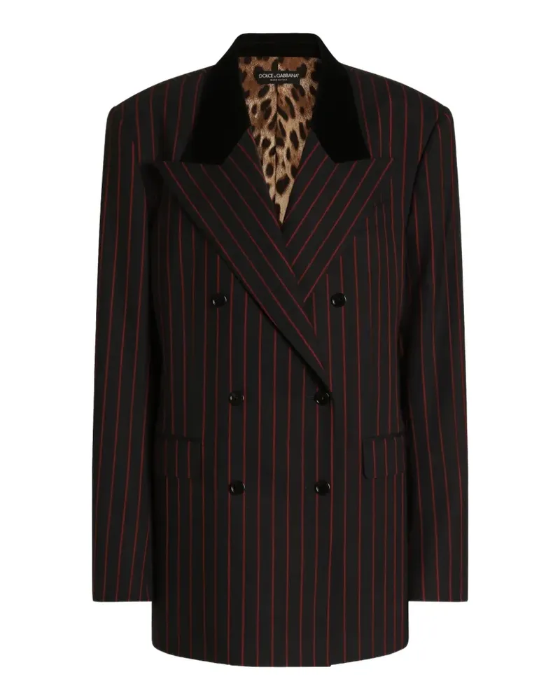 Dolce & Gabbana Doppelreihige Jacke aus Wolle mit Nadelstreifen - Schwarz Schwarz