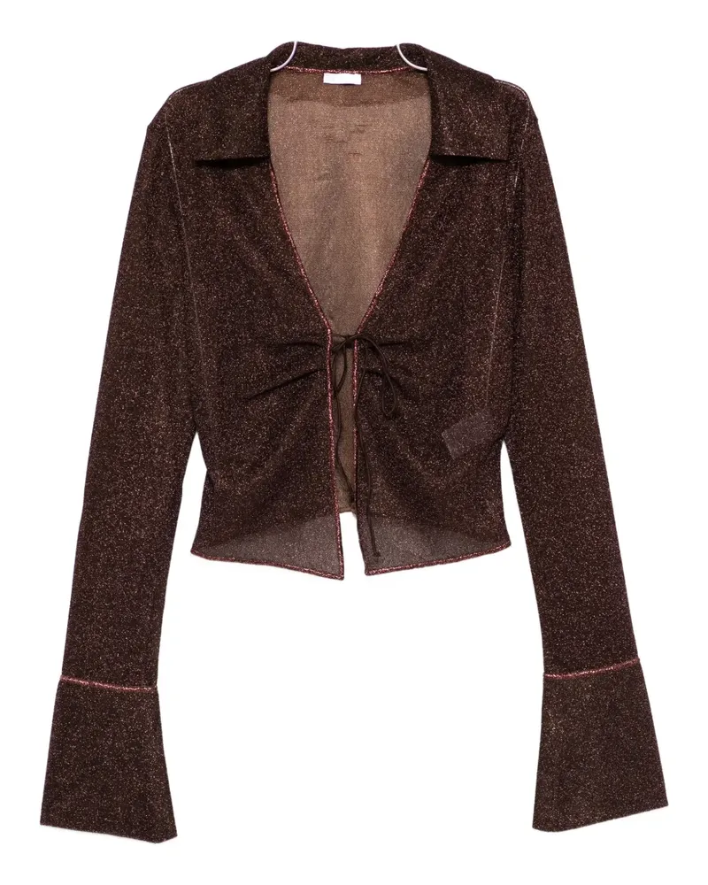 Oséree Glockenärmel-Oberteil mit Schleifendetail - Braun Braun