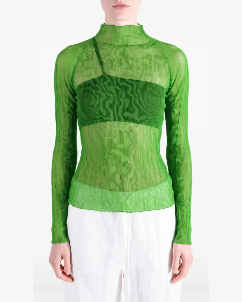 Issey Miyake Chiffon Twist 1 pleated high-neck top - Grün Grün