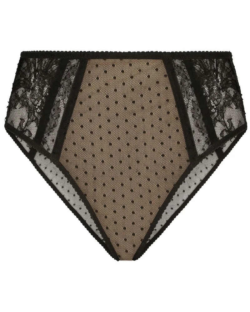 Dolce & Gabbana Hoch sitzender Spitzenslip - Schwarz Schwarz