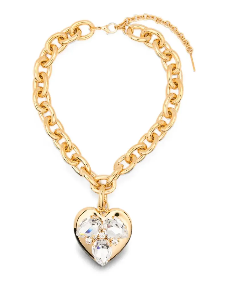 Alessandra Rich crystal-embellished heart-pendant necklace - Gold Gold