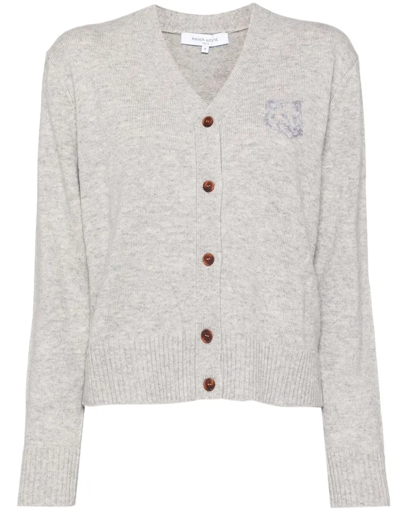 Kitsuné Bold Fox Head Cardigan mit Stickerei - Grau Grau