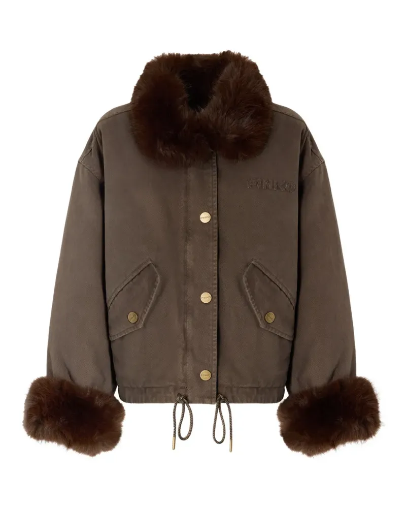 Pinko Jacke mit Faux Fur - Braun Braun