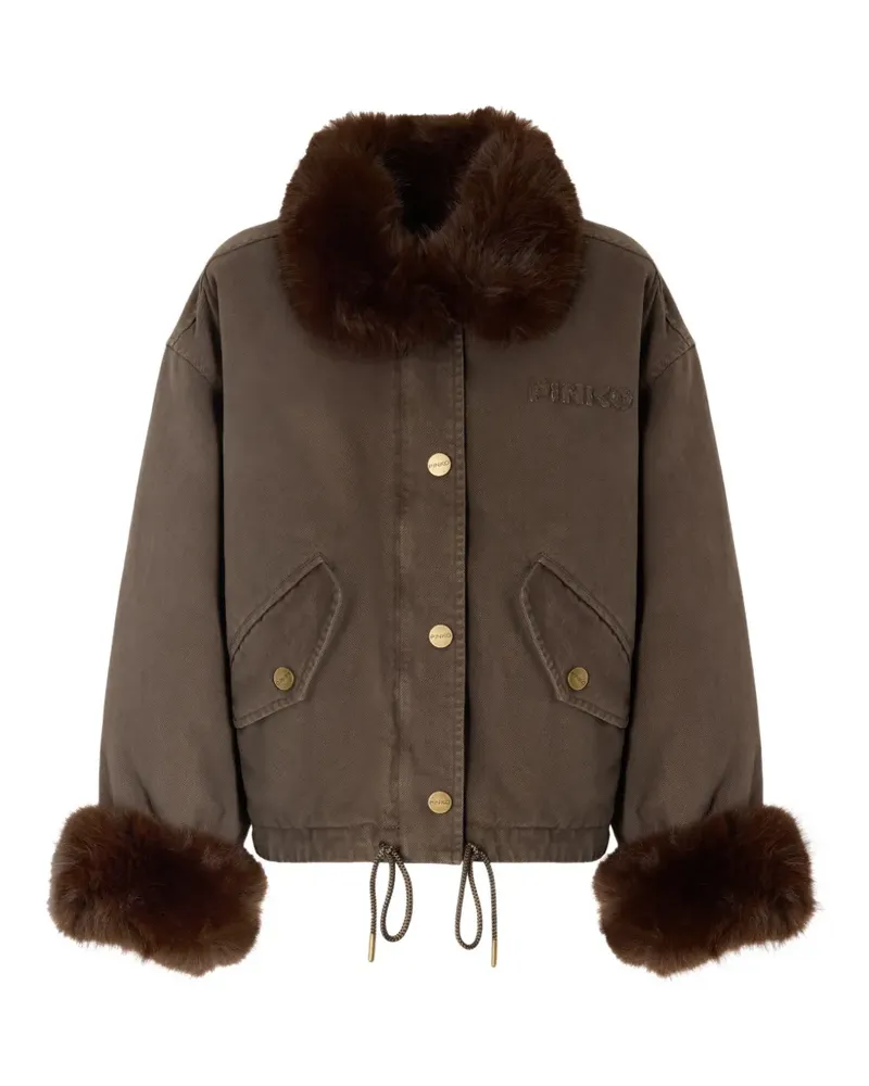 Pinko Jacke mit Faux Fur - Braun Braun