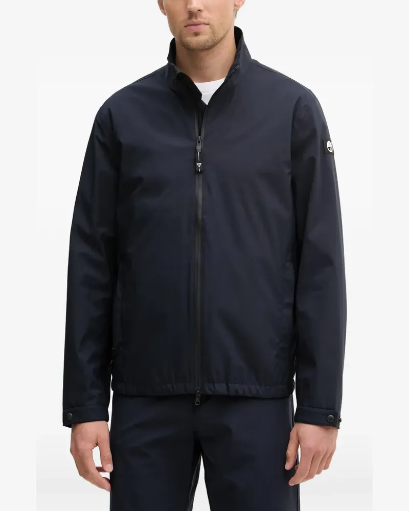 Guess logo-patch zip-up jacket - Blau Blau