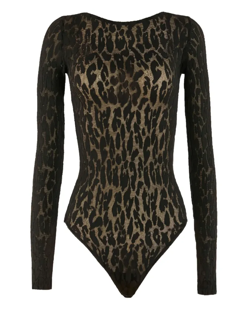 Wolford Langärmeliger Leo Body - Schwarz Schwarz