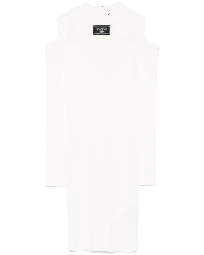 Balmain Geripptes Minikleid - Weiß Weiß