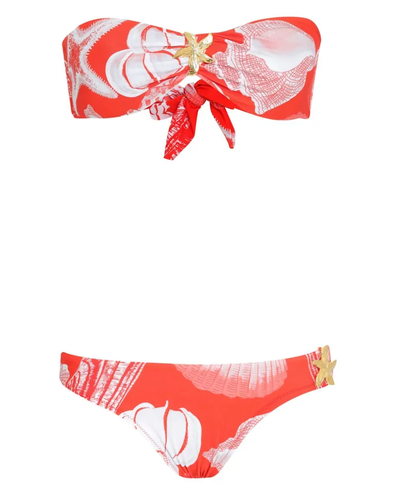 Amir Slama Bikini mit Seesterne-Brosche - Rot Rot