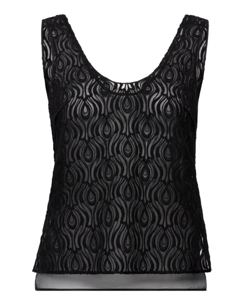 Another Tomorrow embroidered silk organza top - Schwarz Schwarz