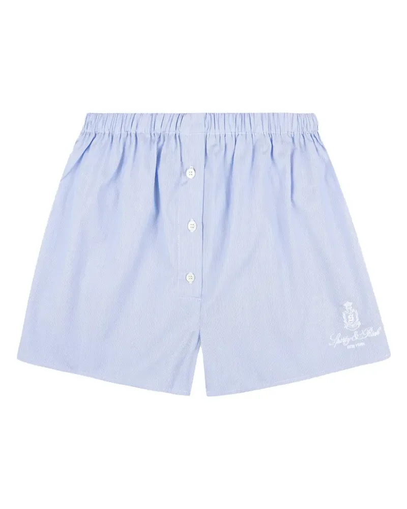 SPORTY & RICH Gestreifte Shorts mit Knopfverschluss - Blau Blau