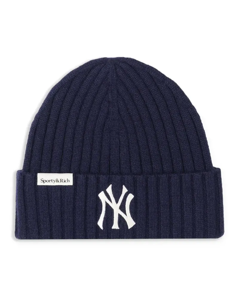 SPORTY & RICH Beanie aus geripptem Strick - Blau Blau