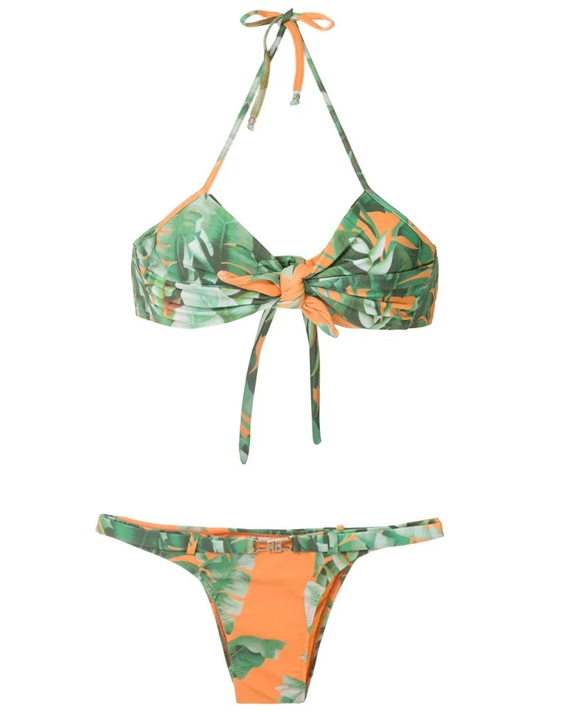 Amir Slama Bikini mit Blumen-Print - Grün Grün