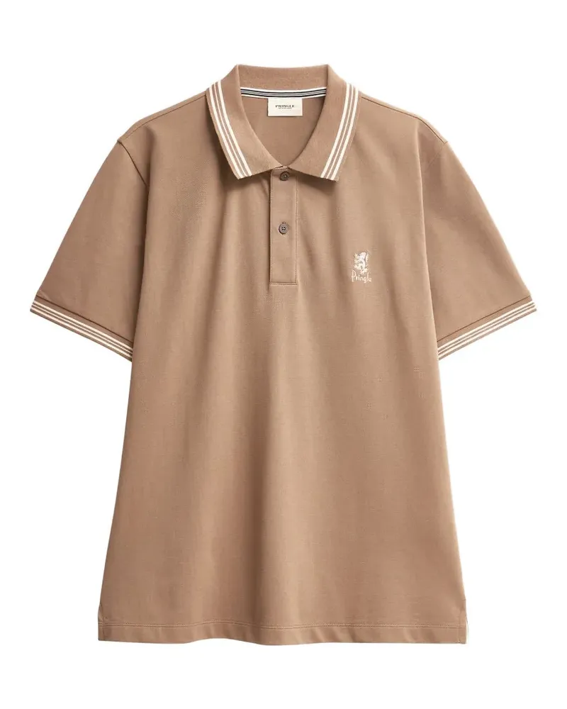 Pringle of Scotland piqué-knit tipped polo shirt - Nude Nude