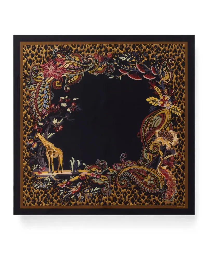 Etro Schal mit Leopardenprint - Schwarz Schwarz