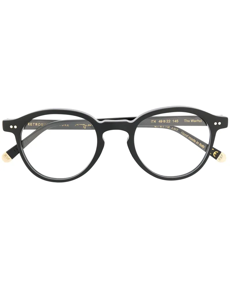 RETROSUPERFUTURE Brille mit rundem Gestell - Schwarz Schwarz