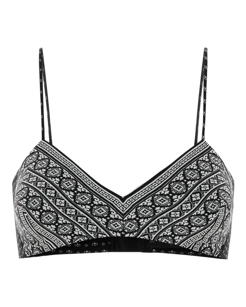 Ermanno Scervino geometric-print silk crop top - Schwarz Schwarz