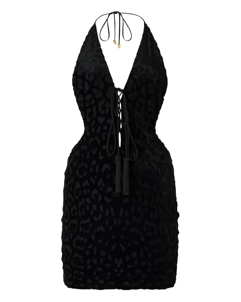 Roberto Cavalli Minikleid mit Jaguarmuster - Schwarz Schwarz