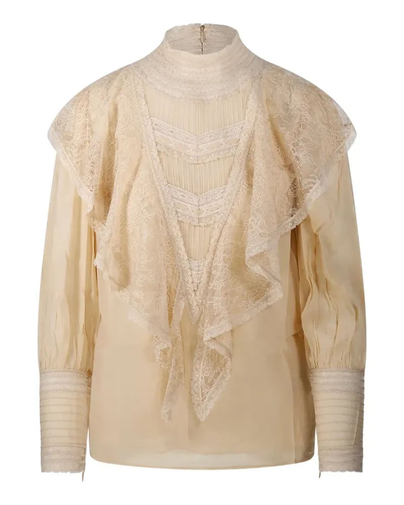 Zimmermann Bluse mit Rüschen und Spitze - Nude Nude