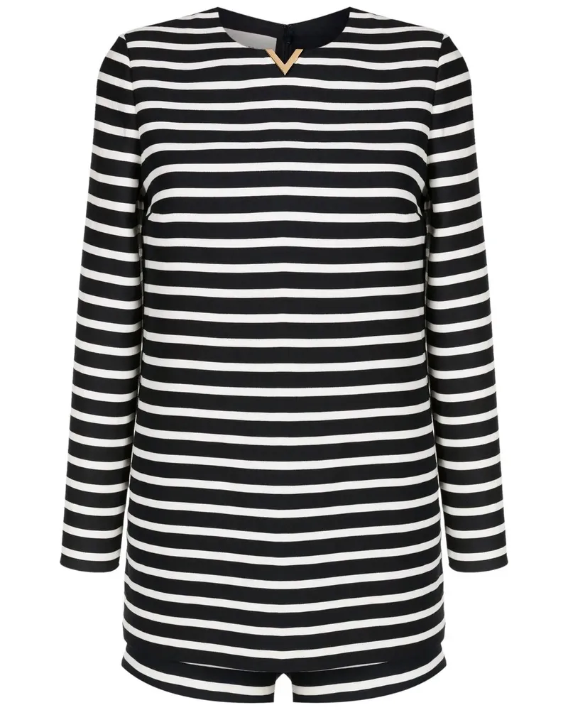 Valentino Garavani Playsuit mit Logo-Schild - Schwarz Schwarz