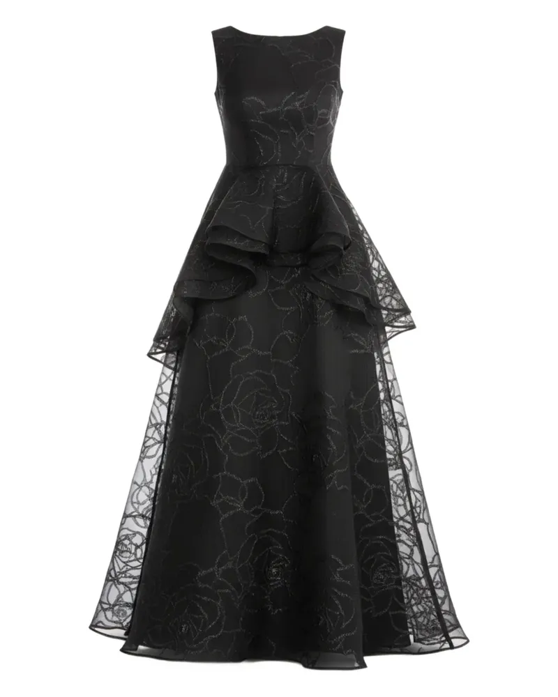 Talbot Runhof Loiri2 floral tiered dress - Schwarz Schwarz