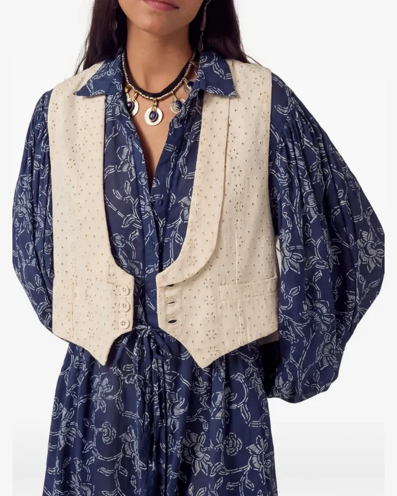 MAISON HOTEL embroidered twill waistcoat - Nude Nude