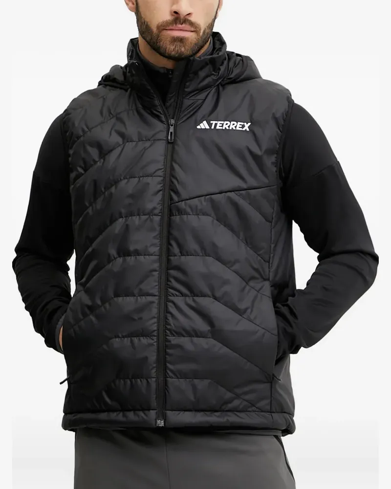 adidas Kapuzenweste mit Logo-Stickerei - Schwarz Schwarz
