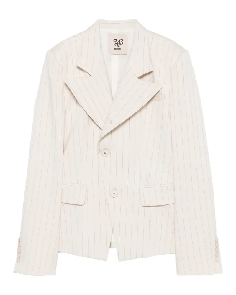 Aniye By Miriam pinstripe-pattern notched-lapels jacket - Nude Nude